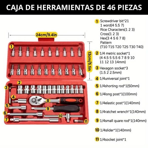 CAJA DE HERRAMIENTAS 46 PIEZAS - Imagen 6