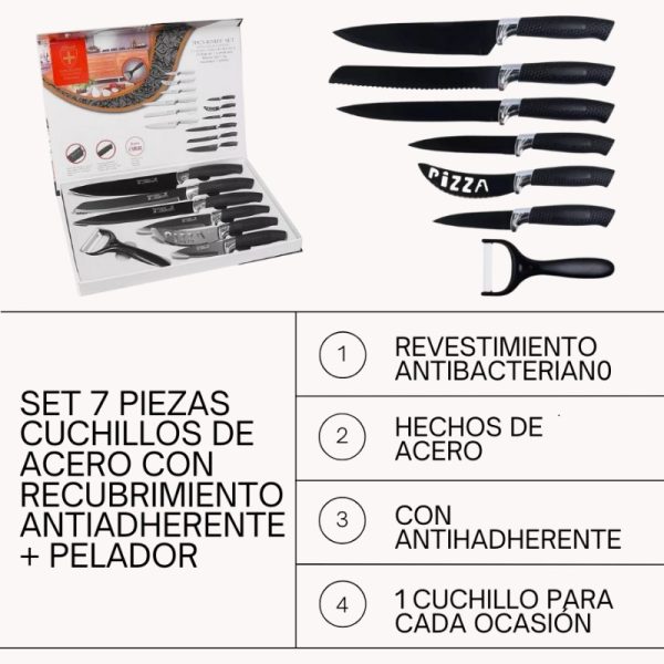 Set Cuchillos De Cocina Acero Inoxidable Antibacterial - Imagen 3