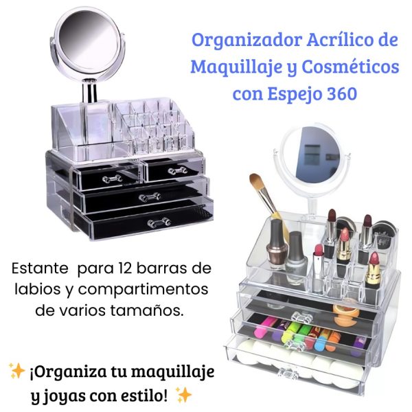 ORGANIZADOR DE COMESTICOS CON ESPEJOS - Imagen 2