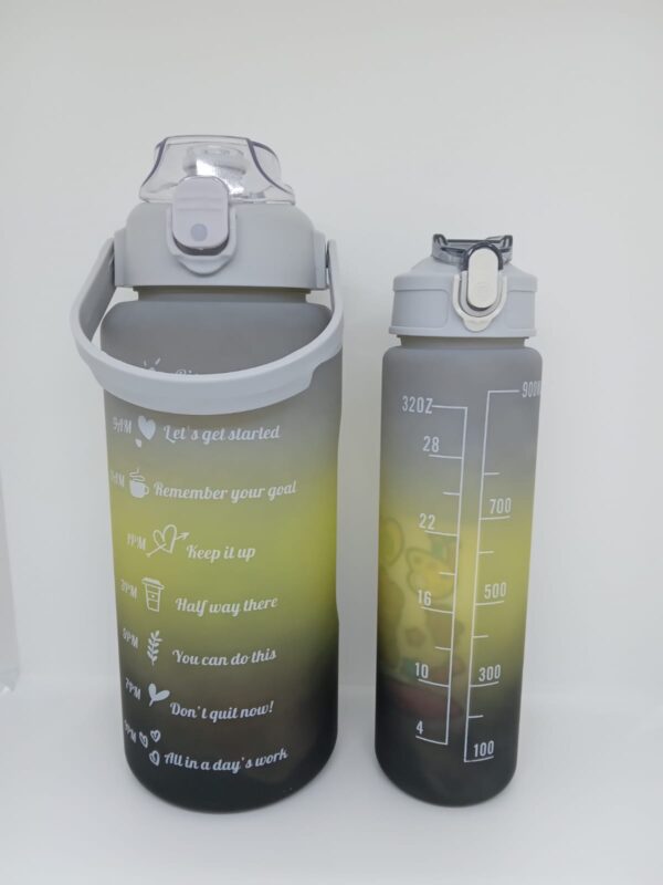 PACK DE BOTELLA MOTIVACIONAL DE AGUA DE 2 LLITROS Y 900M - Imagen 2