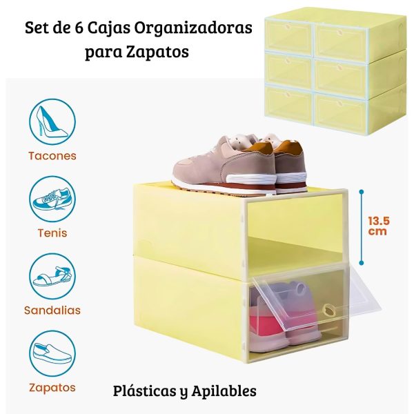 PACK DE 6 CAJAS PLÁSTICAS ORGANIZADORAS DE ZAPATOS - Imagen 5