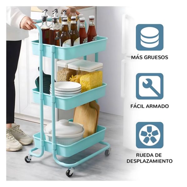 CARRITO ORGANIZADOR METALICO CON ASA - Imagen 9