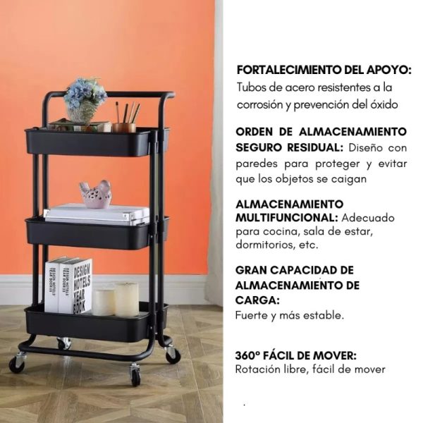 CARRITO ORGANIZADOR METALICO CON ASA - Imagen 3