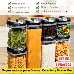 SET DE 7 FRASCOS ORGANIZADORES DE GRANOS Y CEREALES