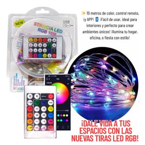 TIRA MINI LUCES LED  RGB 10M CON CONTROL REMOTO Y APP
